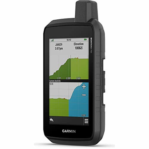 Garmin handheld GPS device with elevation data on screen.
