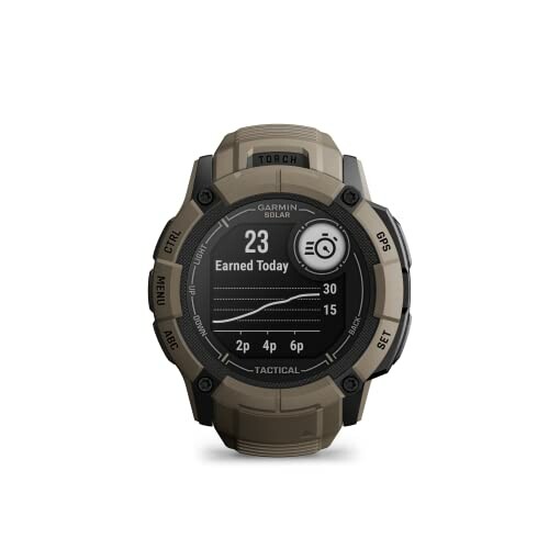 Garmin tactical smartwatch with solar feature and digital display
