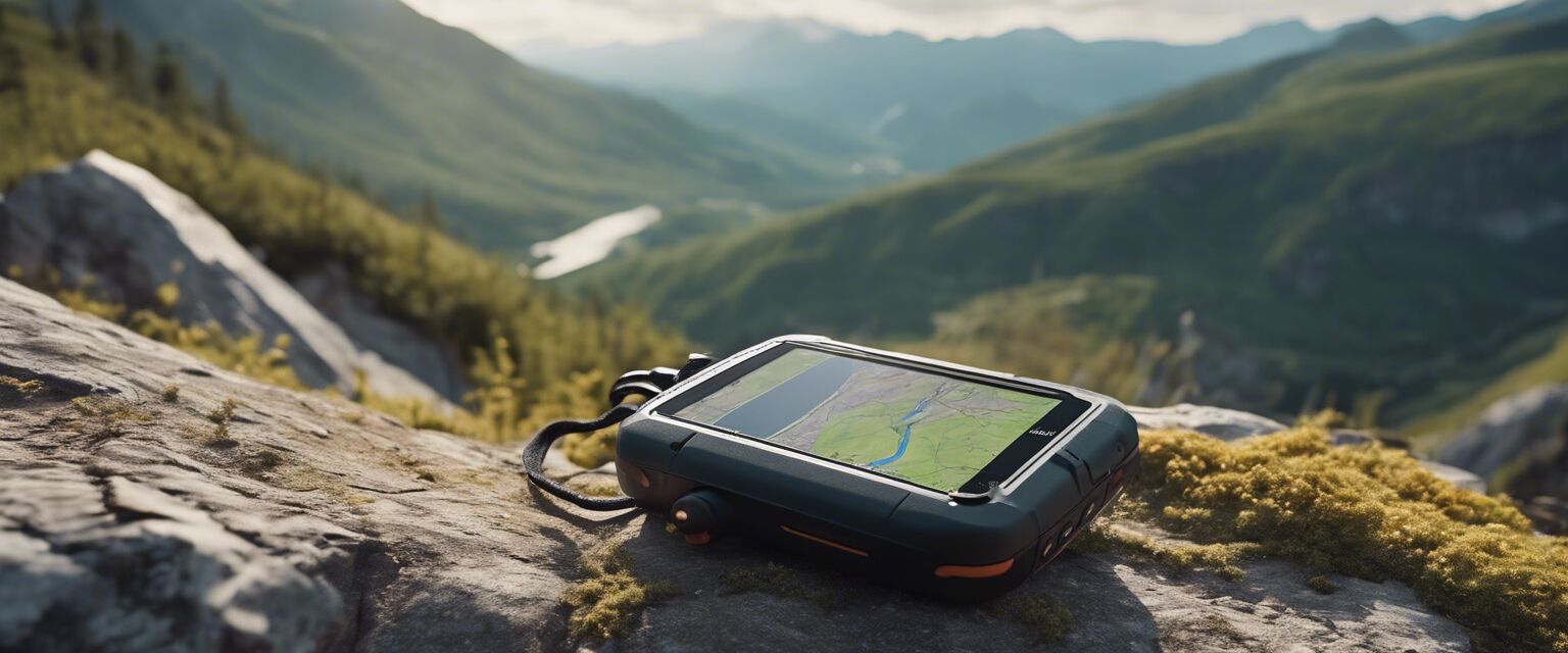 GPS device in use on a hiking trail