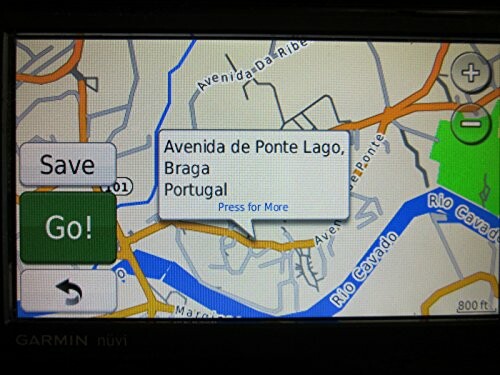 GPS map screen showing Avenida de Ponte Lago, Braga, Portugal.