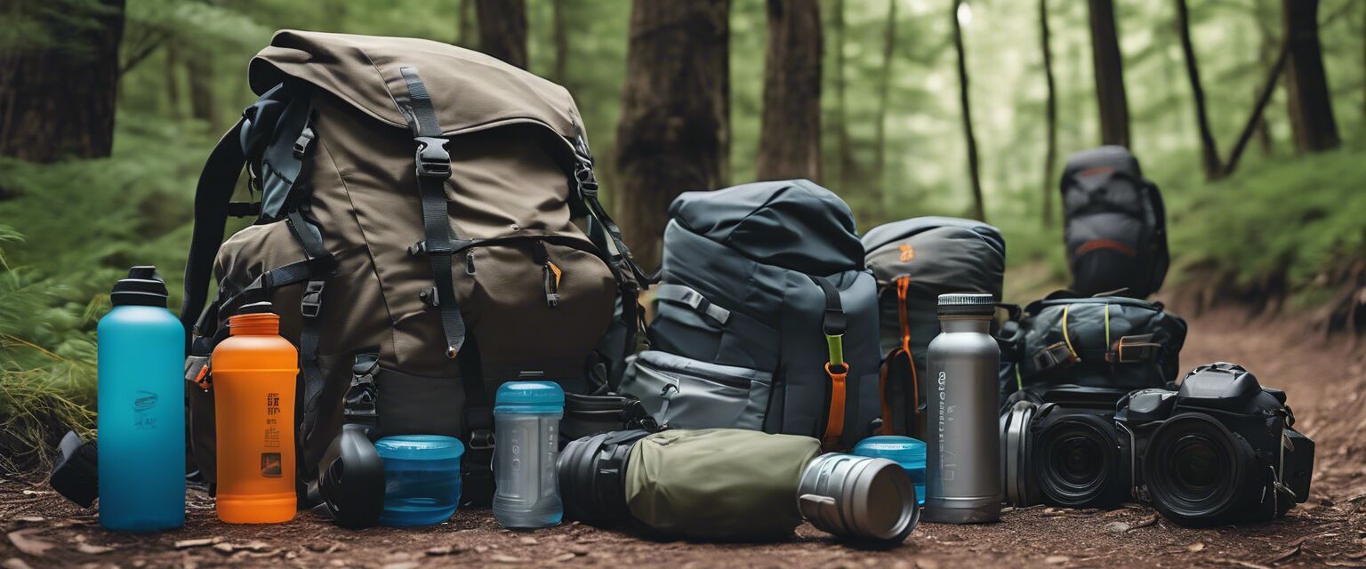 Group hiking gear on a trail