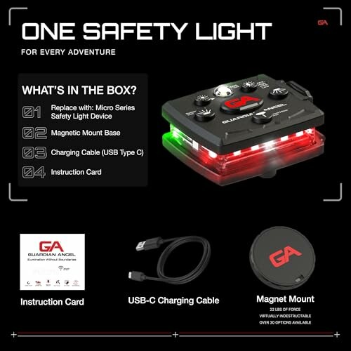 Guardian Angel safety light package contents