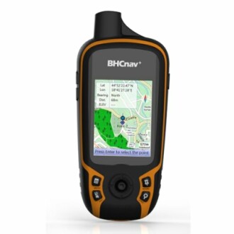 Handheld GPS device with screen displaying map