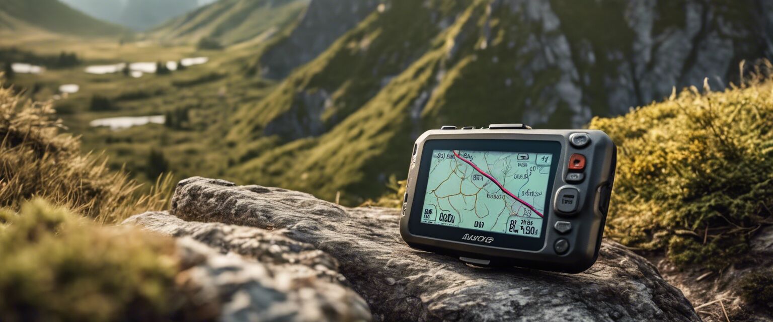 Handheld GPS unit on a trail