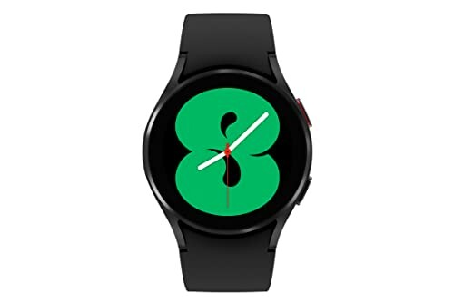 Smartwatch with black band and green display