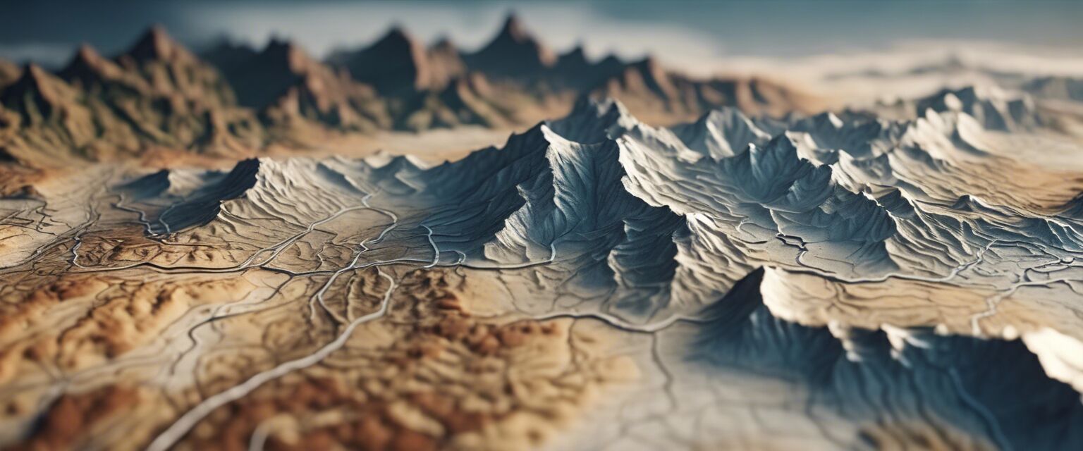 Close-up of topographic map